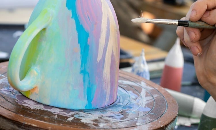 how to bake acrylic paint onto ceramic

