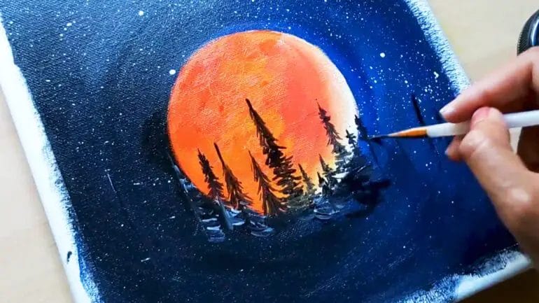 how to paint a moon acrylic
